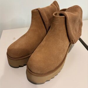 UGG Tan Ankle Booties with Chunky Sole